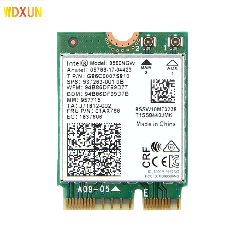  Двухдиапазонная беспроводная Wi-Fi карта 1 73 Гбит/с для ноутбука Intel AC 9560 9560NGW NGFF Key E 9560AC 8020.11ac BT 5 0 Windows