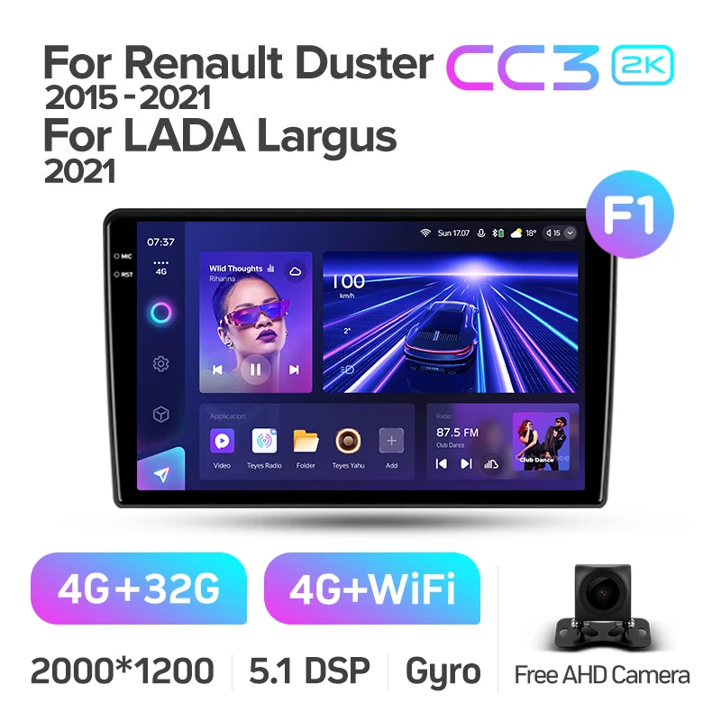 Автомобильный DVD-плеер TEYES CC3 2K для Renault Duster 2015 - 2021 LADA Largus I 1 9 дюймов GPS навигация Android