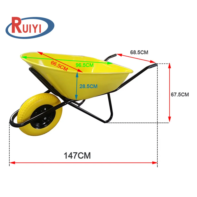 wheelbarrows Steel Construction Galvanized wheelbarrow with PU wheel Fort 120L galvanised tub tray wheel barrow