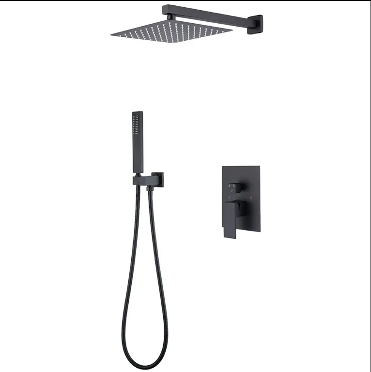 Golden Luxury New Design Bathroom Brass Exposed Shower Set Mixer Rainfall Jet Spray Pattern Luxury Bathroom Shower System Sets