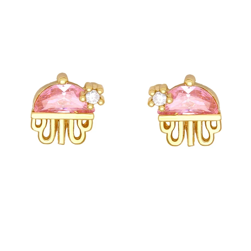Dainty Cute Mini Animal Fish Jellyfish Bee Stud Earrings for Girls Colorful Zircon Watermelon Cartilage Earring Summer Jewelry