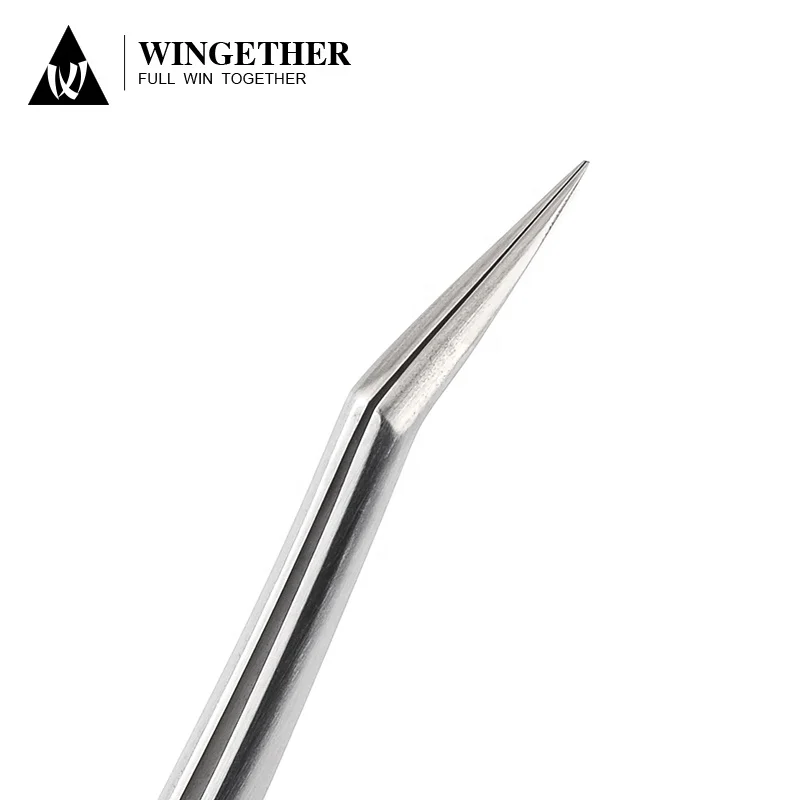 Wingether Best Selling In Stock Stainless Steel Diamond Tip Tweezers 45 Degree Stainless Tweezers Tweezers Eyelash Extens