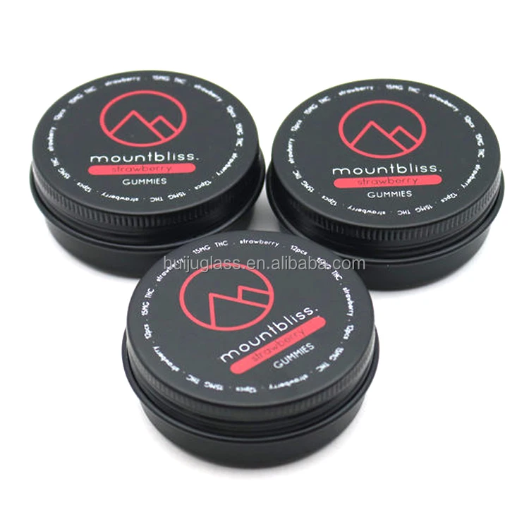 Black 15g 30g empty saffron tin boxes small saffron metal box round packaging saffron tin cans for gift