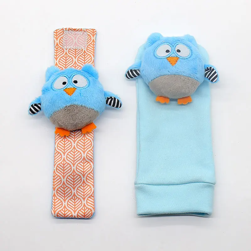 Baby infant stuffed animal cute fox bird socks wrist rattle toy food finder toy