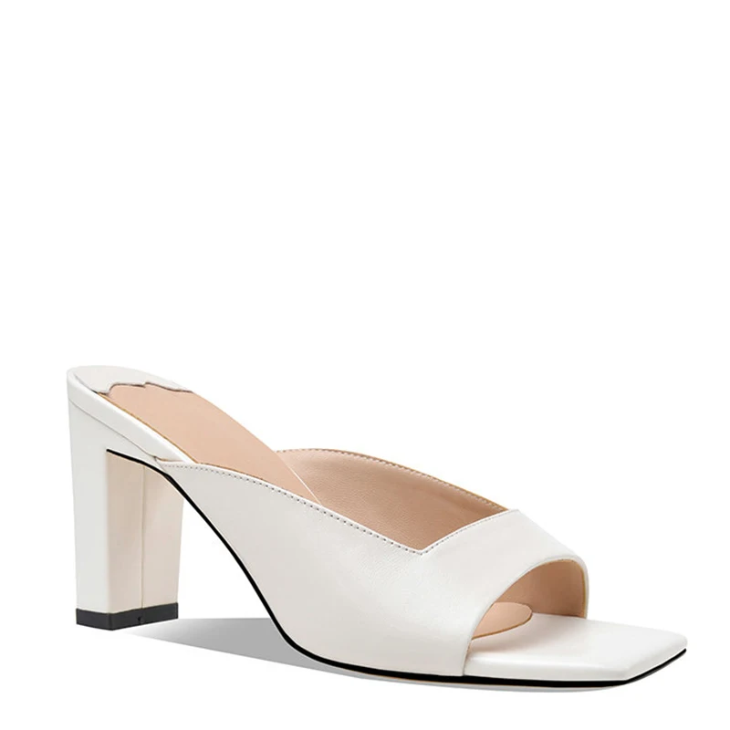 WETKISS/2020 Роскошные Новая Летняя женская обувь с квадратным носком; Туфли без задника с открытыми пальцами тапочки на высоком каблуке, женские босоножки с открытой пяткой; На блочном каблуке Босоножки с открытой пяткой; Цвет: