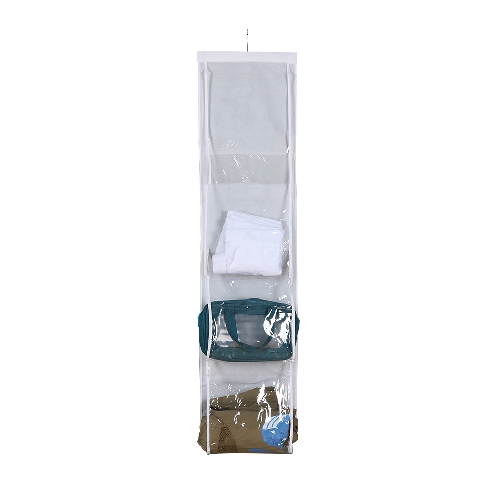 Waterproof wall hanging pockets bags transparent clear underwear sock closet organizer wall hanging storage bag
