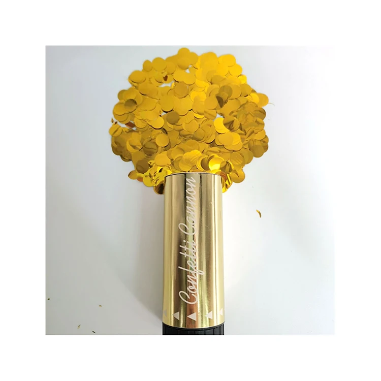 Hot sale round mini short barrel party popper holding confetti cannon with colorful sequins