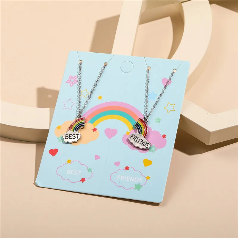 New Arrival Kids Best Friend Jewelry Enamel BFF Rainbow Necklace Best Friend Necklaces for Women Girls