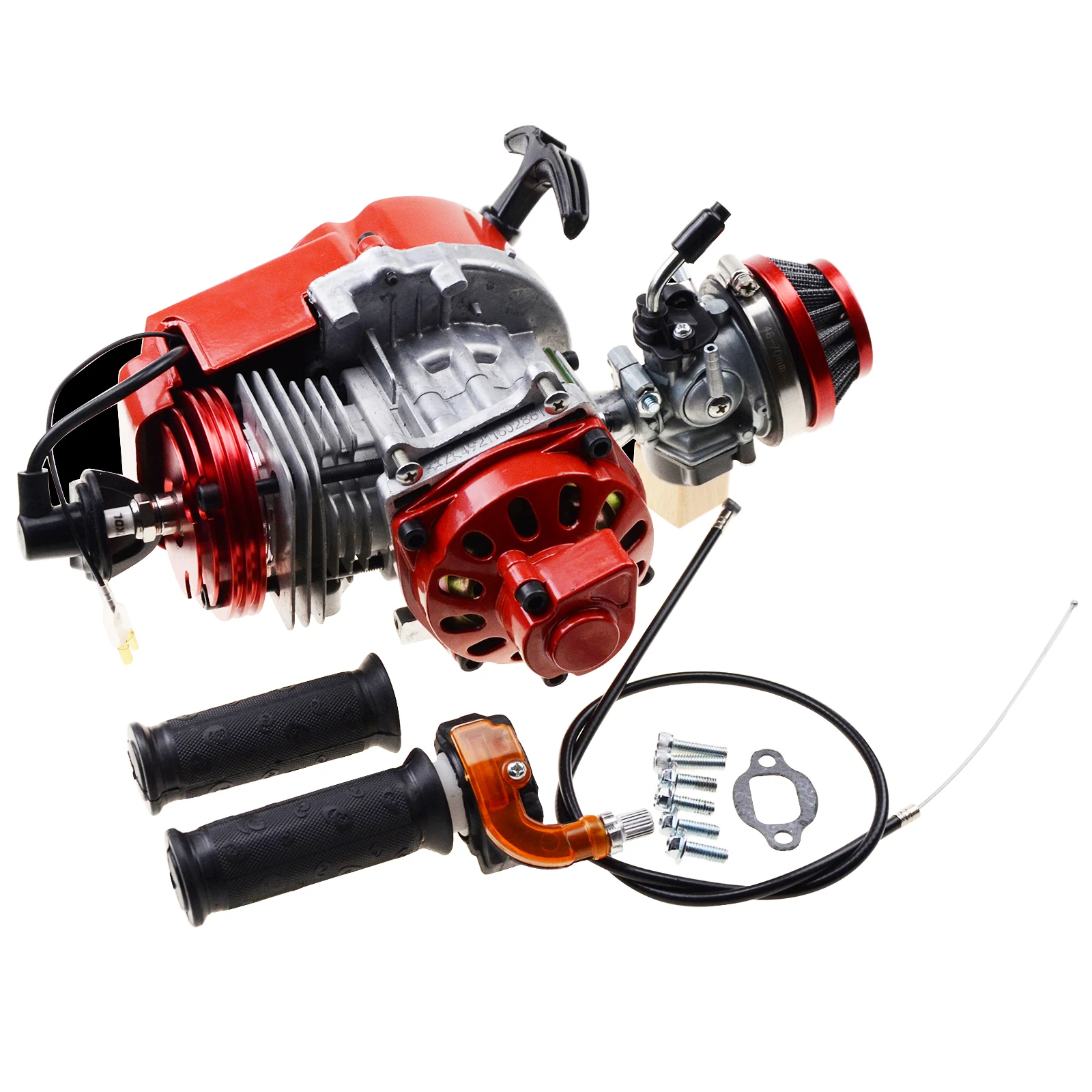 
GOOFIT Red 44mm Big Bore 2 Stroke Pocket Bicycle Engine Cylinder CNC Cover Racing Carburetor for 47cc 49cc Mini Quad Pocket Bike  (1600165183503)