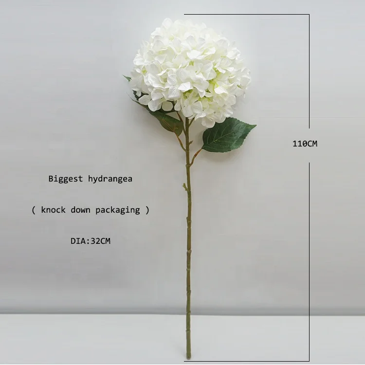 KD packaging promotion wedding large artificial white hydrangeas flower 110CM Long Stem faux Durable hydrangea flower