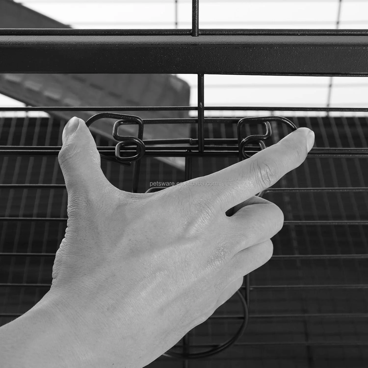 Luxury Small Animal Cage Guinea Pig &  Rabbit Cage with Feeder, Rolling Wheels, Platform, Ramp