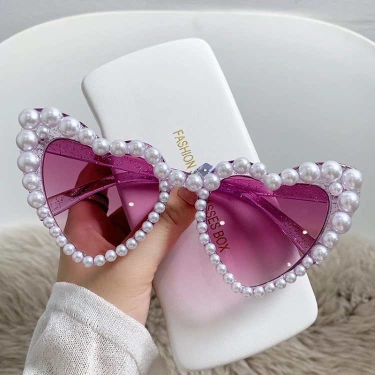custom mother of Pearl Heart shaped wedding glasses heart sunglasses