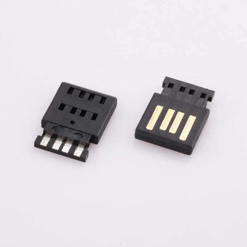 USB 2.0 Type A Male Socket 4 Pin Plug Connector with Black Plastic Cover