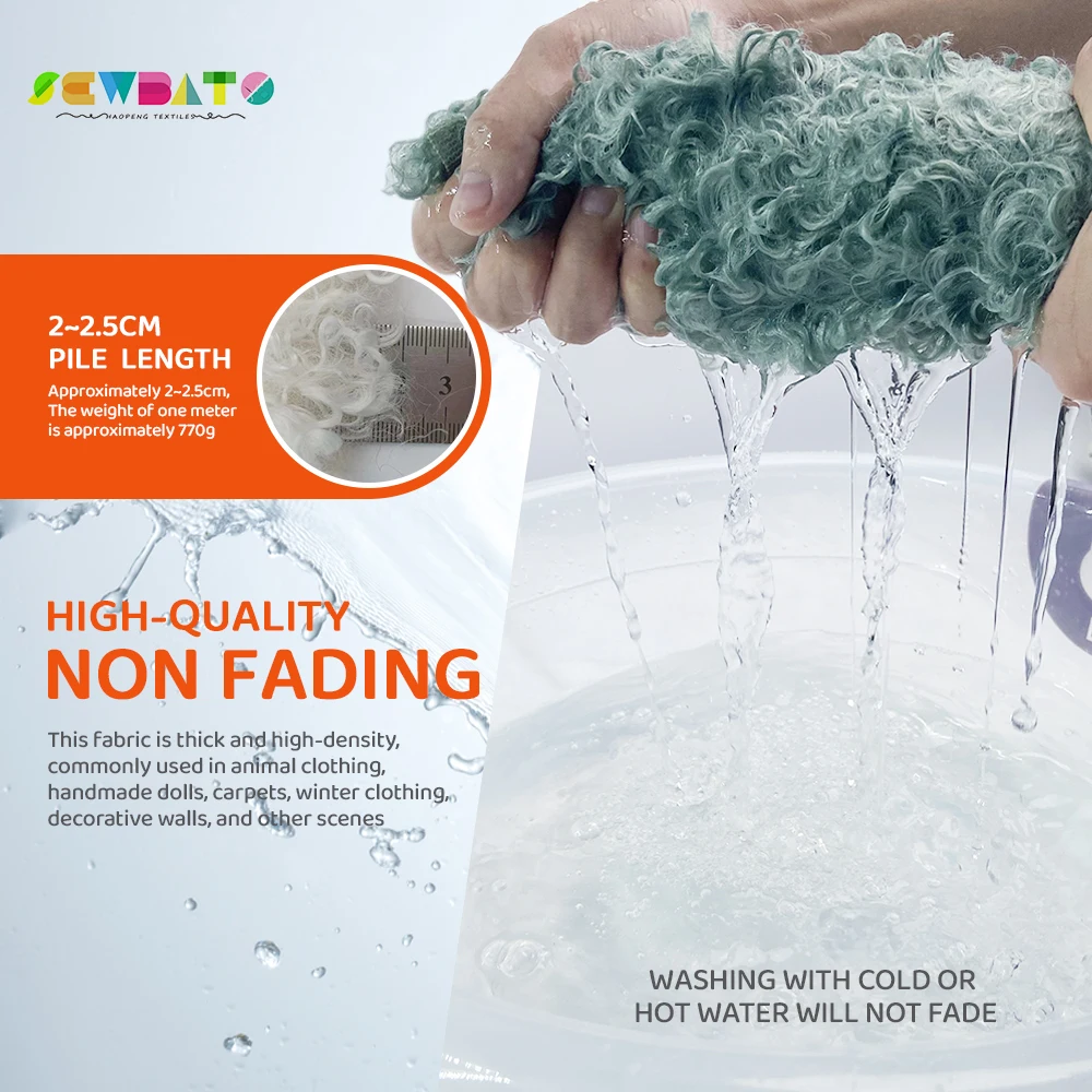 Factory Direct Wholesale 2cm Wool Roll Fabric 100% Polyester Soft Minky Faux Fur DIY Sewing Fabric for Handmade Plush Toys