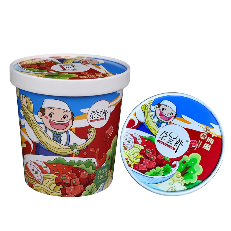 Wholesale  Authentic Lanzhou beef ramen barrel full box of late-night snack convenient fast food instant noodles bubble noodles