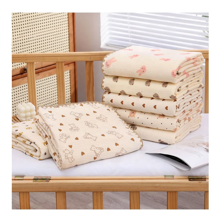 Детское 4-слойное Марлевое 100% из органического хлопка муслиновое одеяло с окантовкой дополнительное мягкое и дышащее для мальчиков девочек