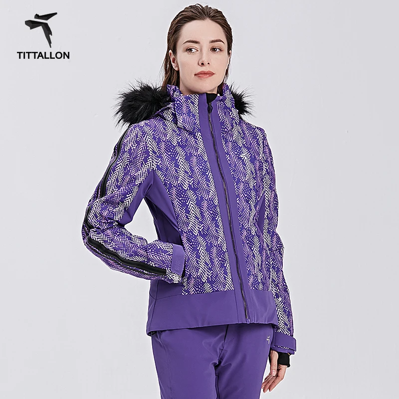 Customized women Mountain Warm Breathable Hooded Outdoor Sport Ski Jacket Ski Snow Wear Winter Waterproof Jacket