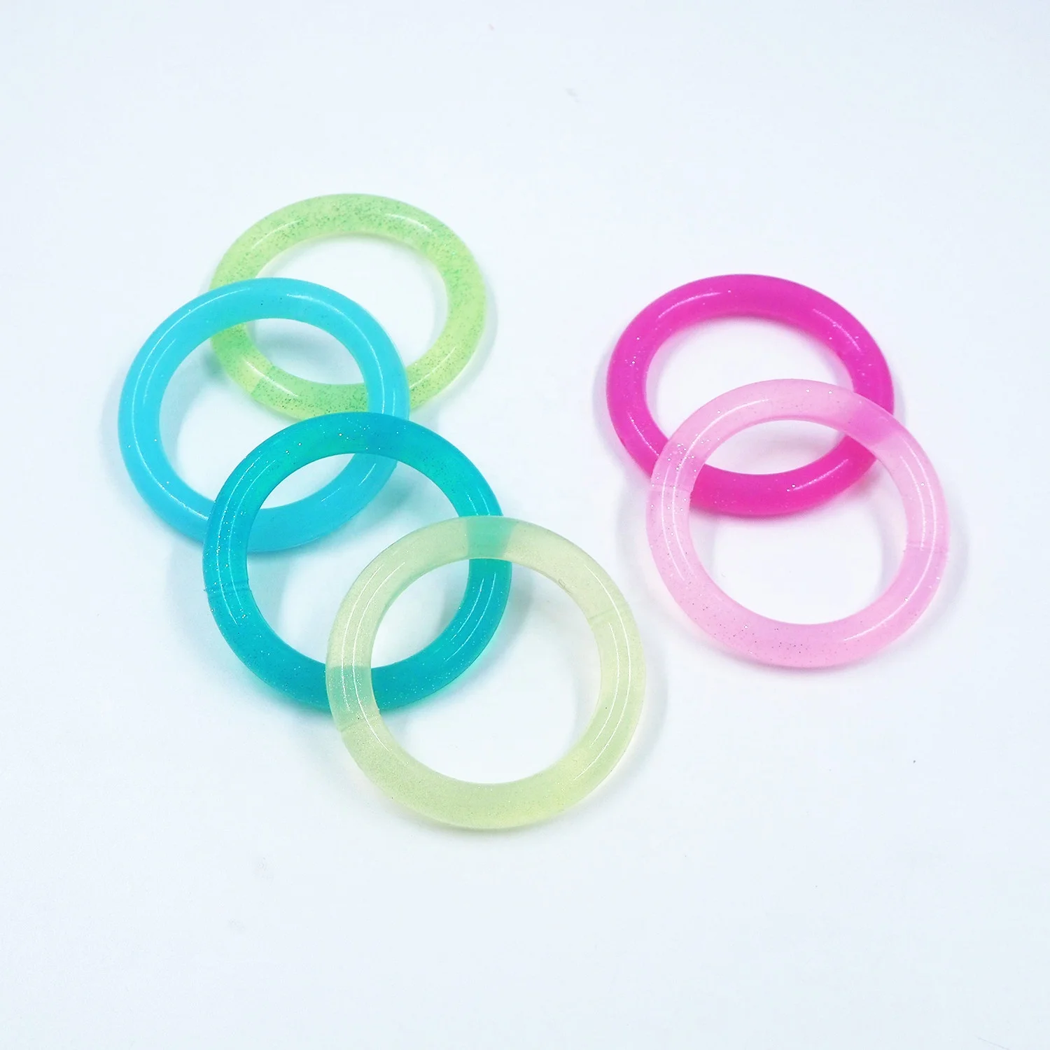 New BPA Free Baby Chew Nursing Necklace DIY Pacifier Chain Glitty Glitty Jelly Silicone Ring Teether Beads