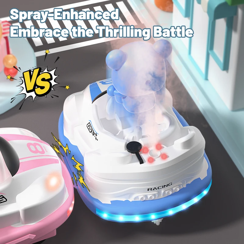 SJY-Q180 Two Players Battle Ejection Remote Control Bumper Car Toy Light Sound Spray Mist RC Kids Bumper Cars Gift