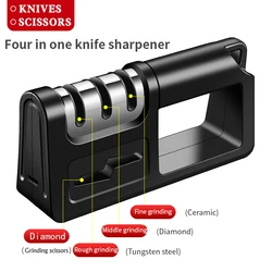 New Household Quick Portable  Sharpener Four-stage Multi-functional Diamond Cutting professional kitchen  Knife Sharpener