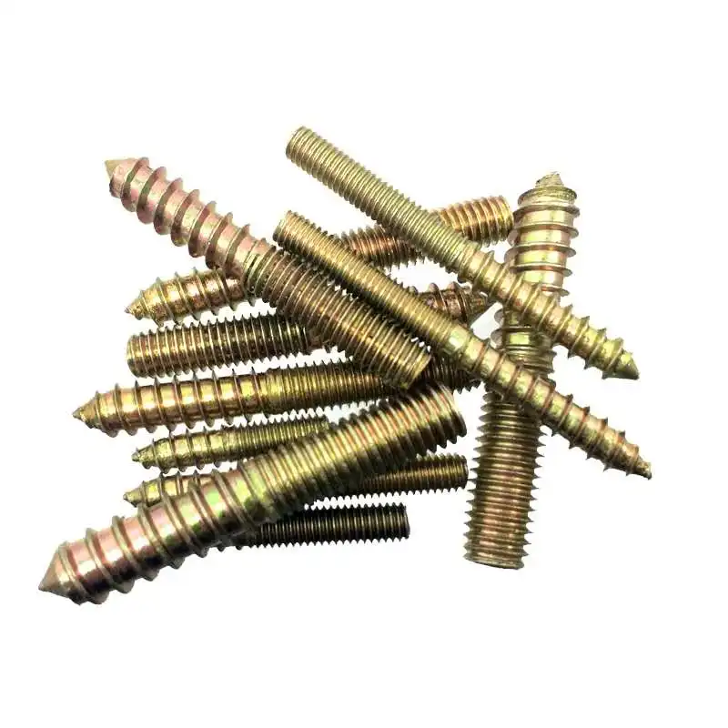 In stock wholesale price yellow zinc plated double threaded wood furniture screw