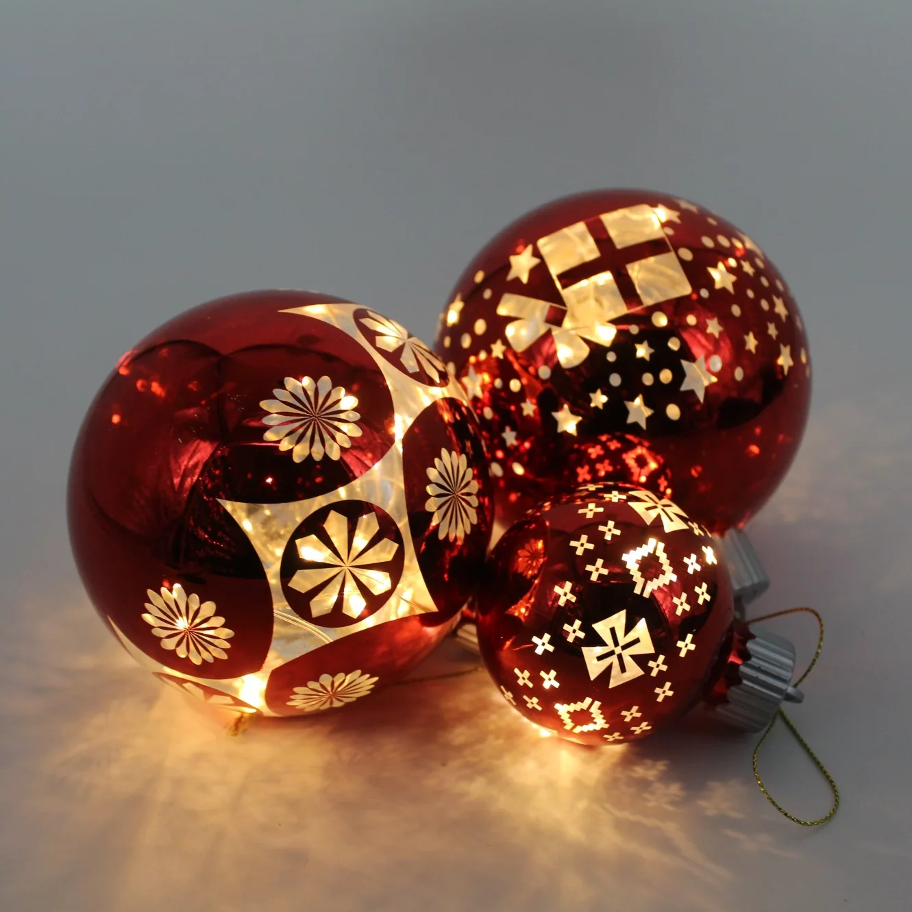 80mm Christmas Glass Ball Light LED Christmas Bulbs Ornament Christmas Tree Gold Shiny Ball Lights Hanging Decorative