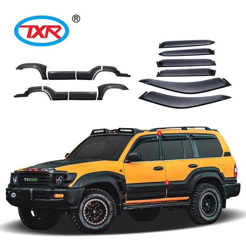 TXR Exterior Auto Parts Accessories Window Visor Bonnet Guard Roof Search Light Fender Flare FOR TOYOTA LAND CRUISER 100