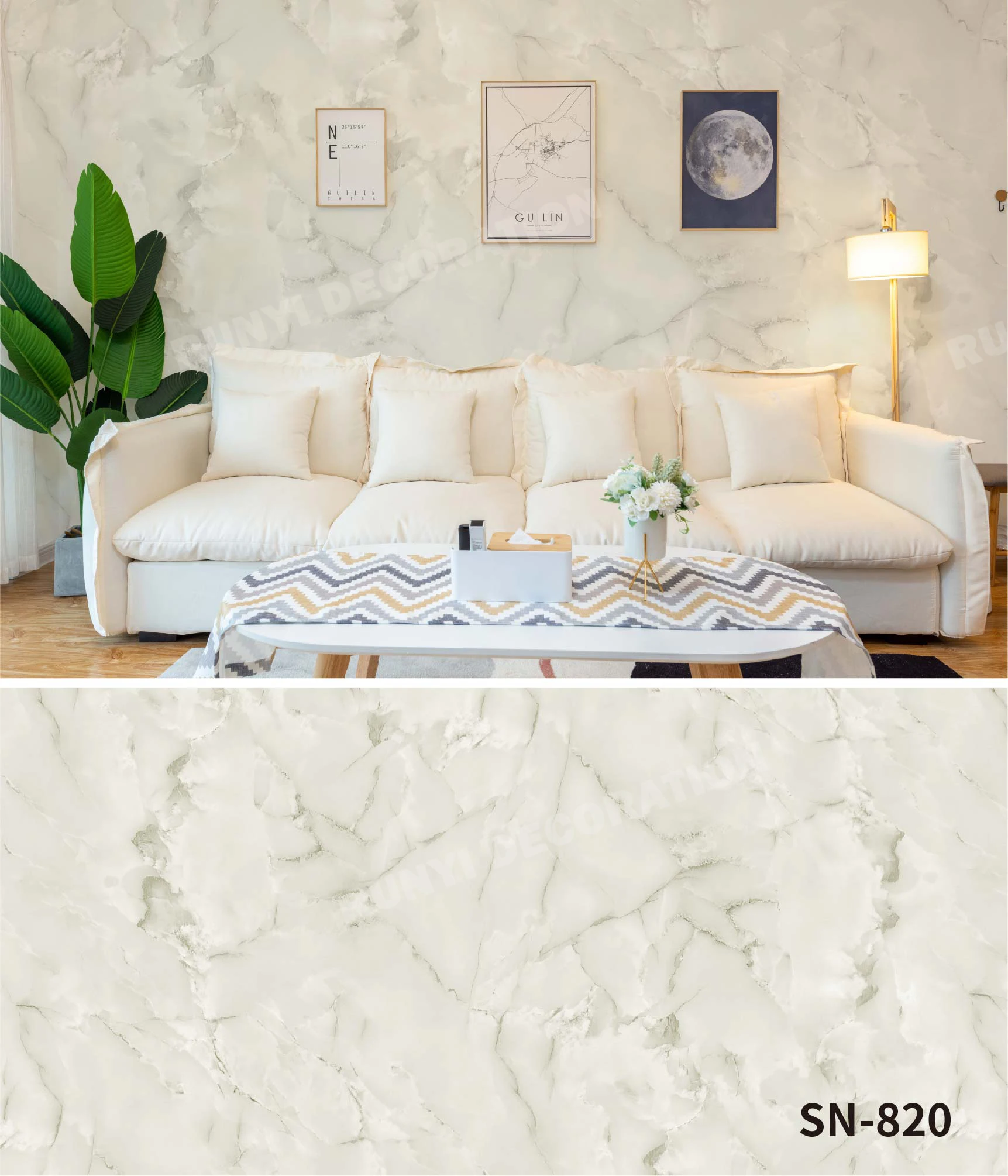 Kitchen Marble Film Plastic bubble resistant marble PVC film for hot pressing wall decor