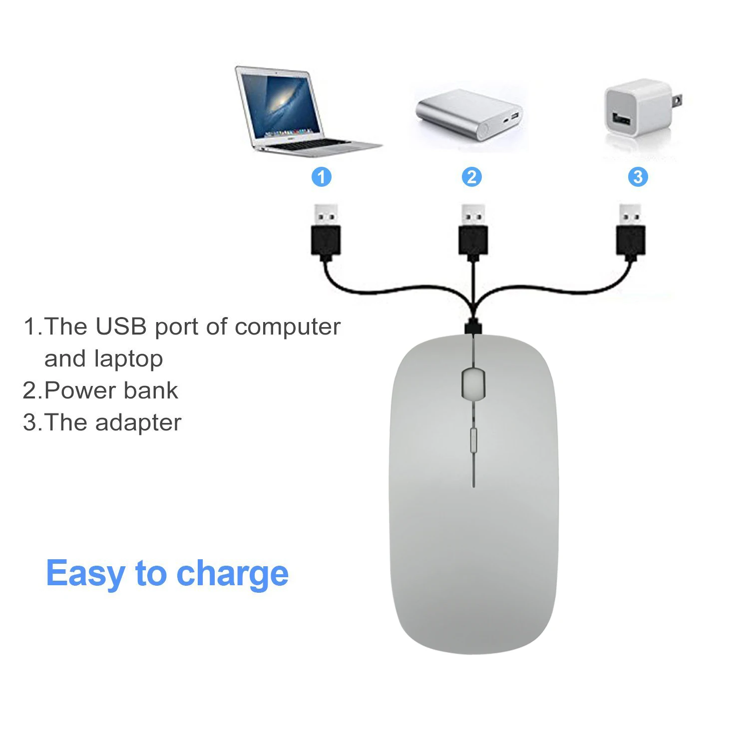 Fashion Chargeable thin and Light Slim Mini Portable Travel BT 3.0 Optics Wireless Mouse