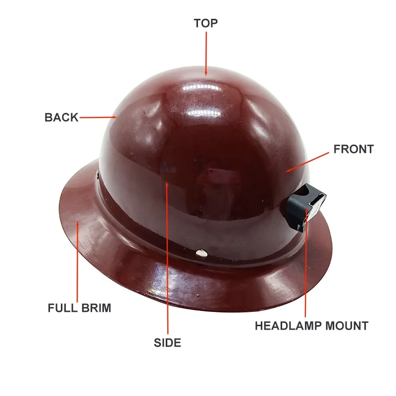 Fiberglass Plastic Electric Safety Helmet Full Brim Hard Hat Ratchet Fas-Trac Bump Cap Construction Industrial American Brown