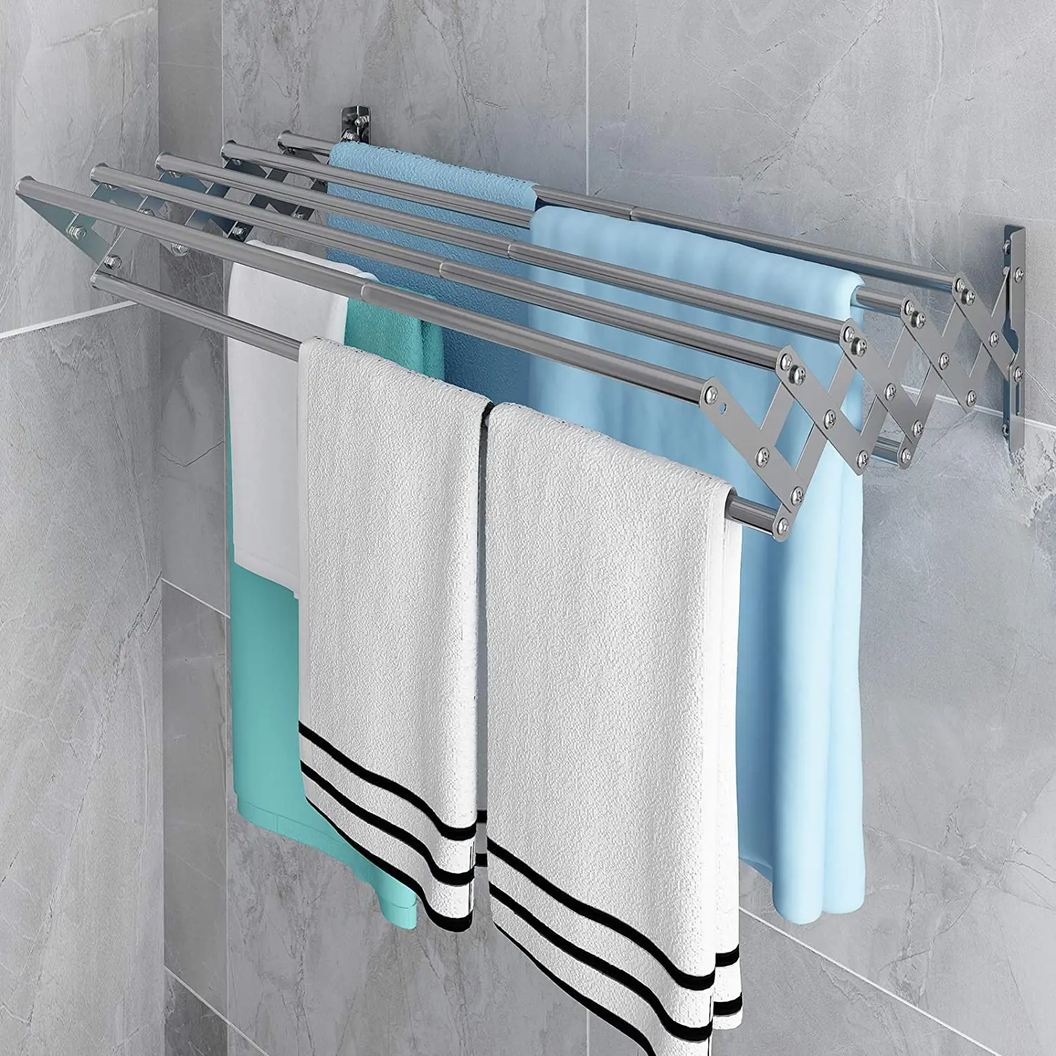 Racks Stainless Steel Wall Mounted Collapsible Laundry Clothes Drying Rack