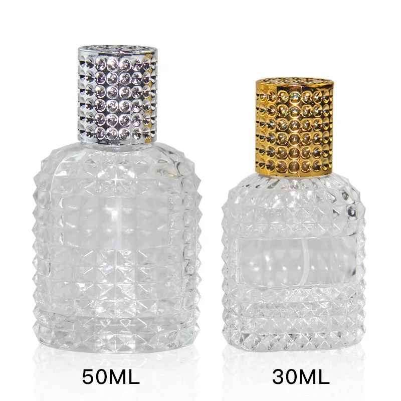 Custom wholesale round 30ml 50ml luxury skin care glass cosmetics packaging empty essential oil perfume spray bottle