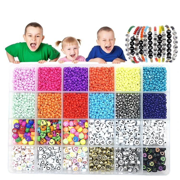 2022 Hot Sale Glass Seed and Letter Bead String Craft DIY Bracelet