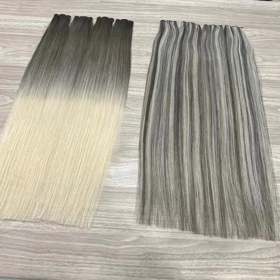 Best Salon Sale Virgin Cuticle Hair Bundles Genius Weft Invisible Weft Hair Extensions Flat Human Hair Weft Can Be Cut No Return