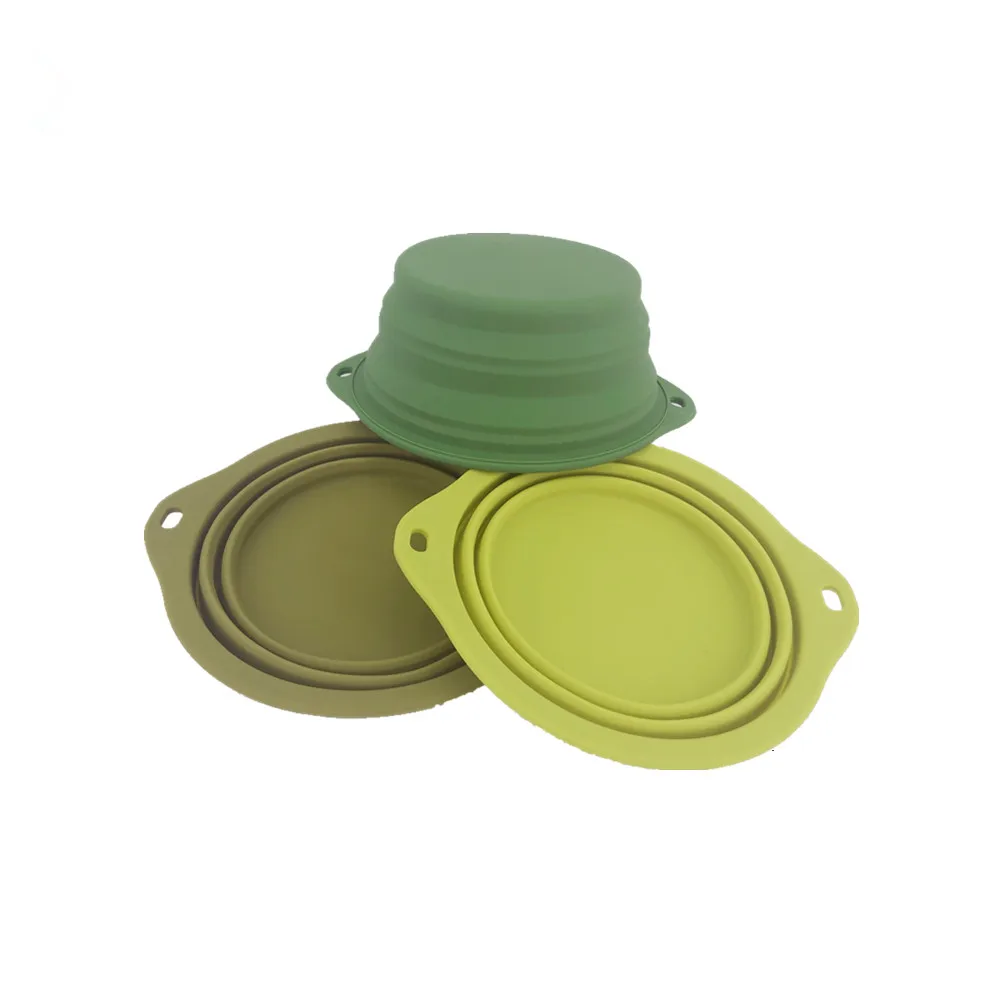 Free Sample Custom Foldable Silicone Pet Water Bowl Collapsible Travel Dog Bowl with no plastic ring