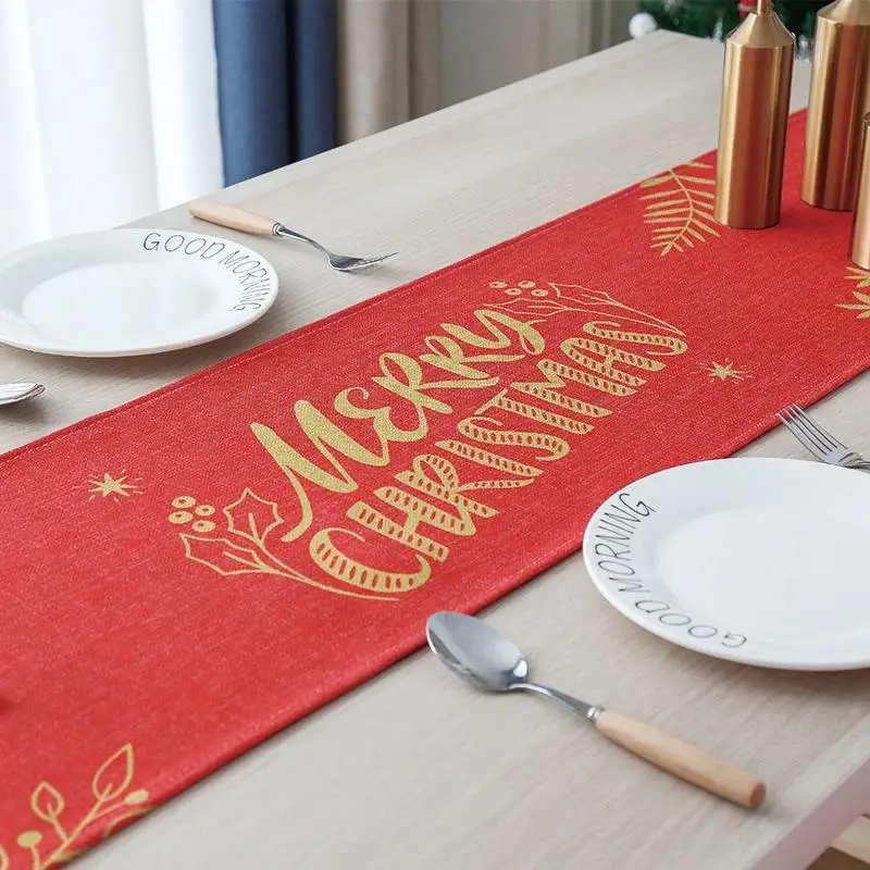 Cotton and linen printed Christmas Elk table runner Nordic style table runner