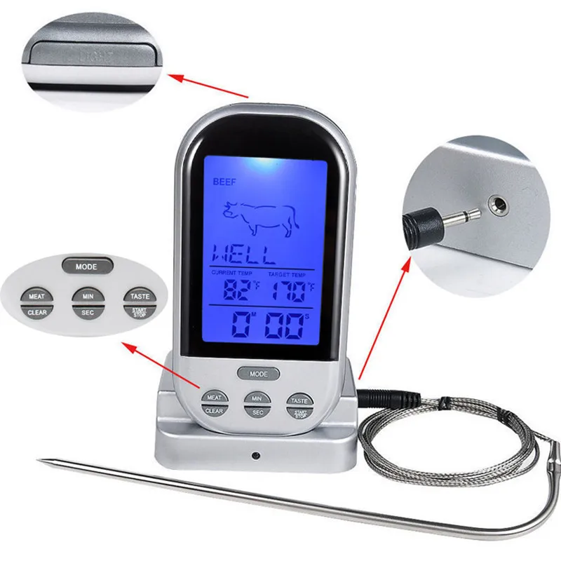 Kitchen Food Thermometer Wireless BBQ Thermometer Electronic Meat Thermometer with Back light