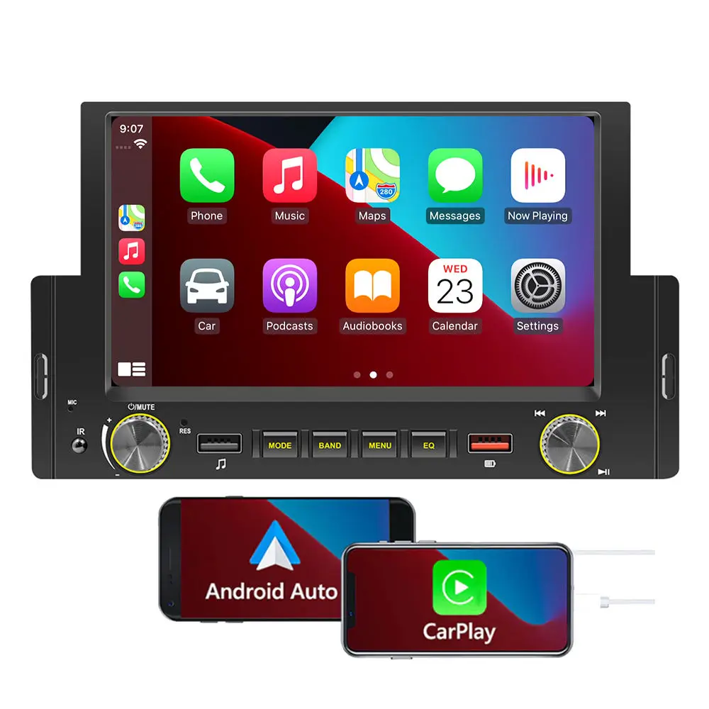 TOPSOURCE Universal single 1din Autoradio Car Video 6.2 Inch Android screen auto electronics android  with wireless carplay