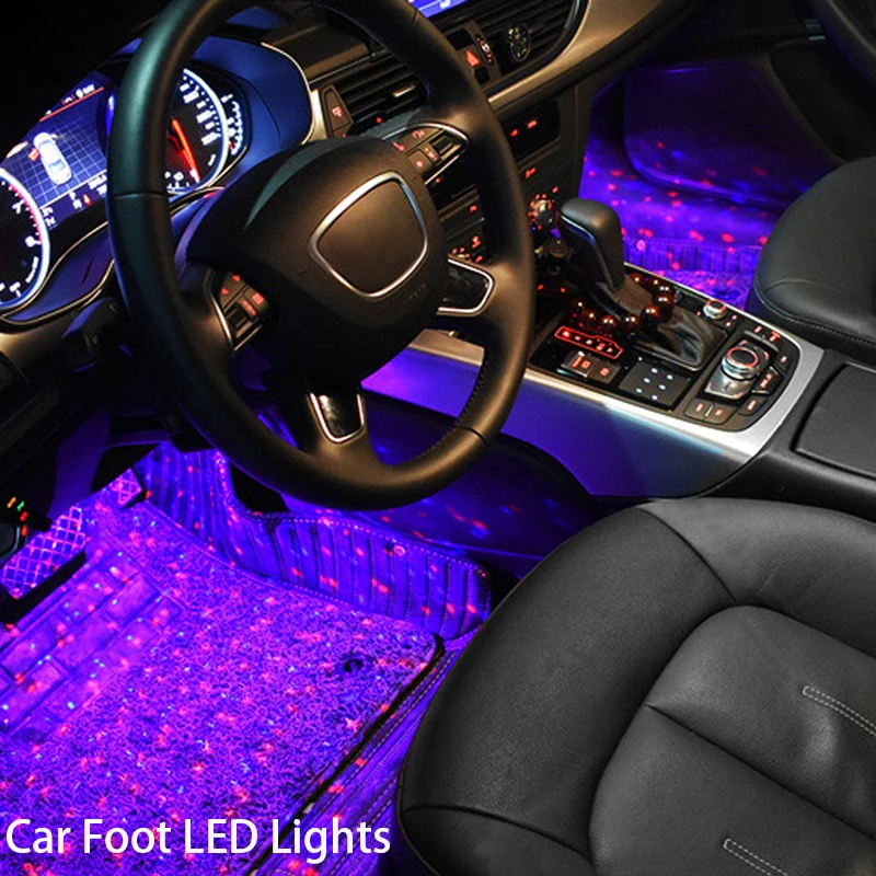 PUERXIN Foot USB Star Atmosphere LED Light Car RGB Ambient Light Interior Car Interior LED Light Decoration For Cars Decoration