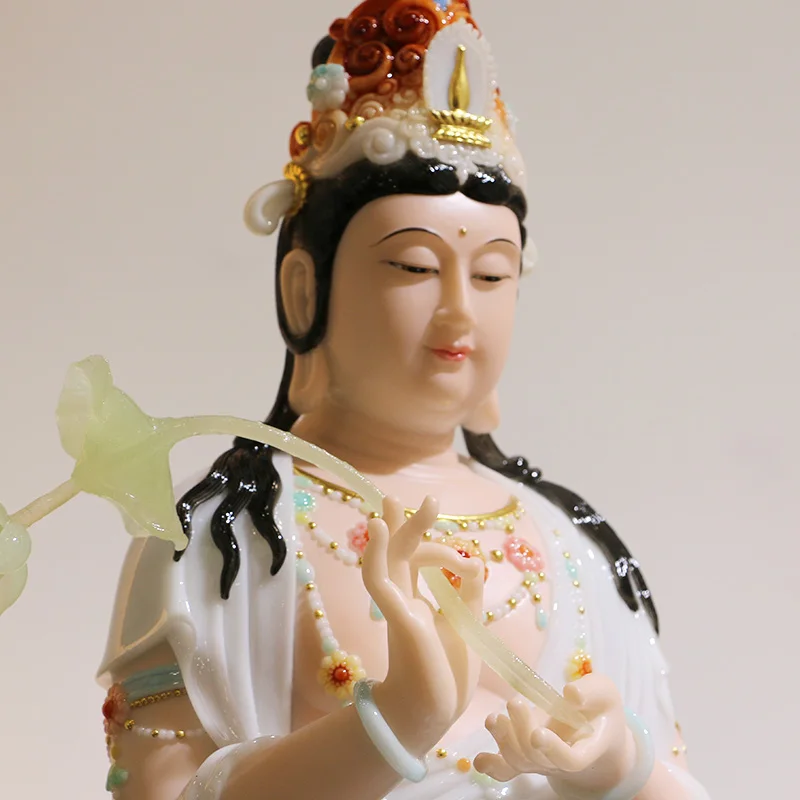 White marble Jade Tibetan Bodhisattva Buddha statue Home decoration Wha three saints Buddhist idol Dizang Bodhisattva jade Buddh