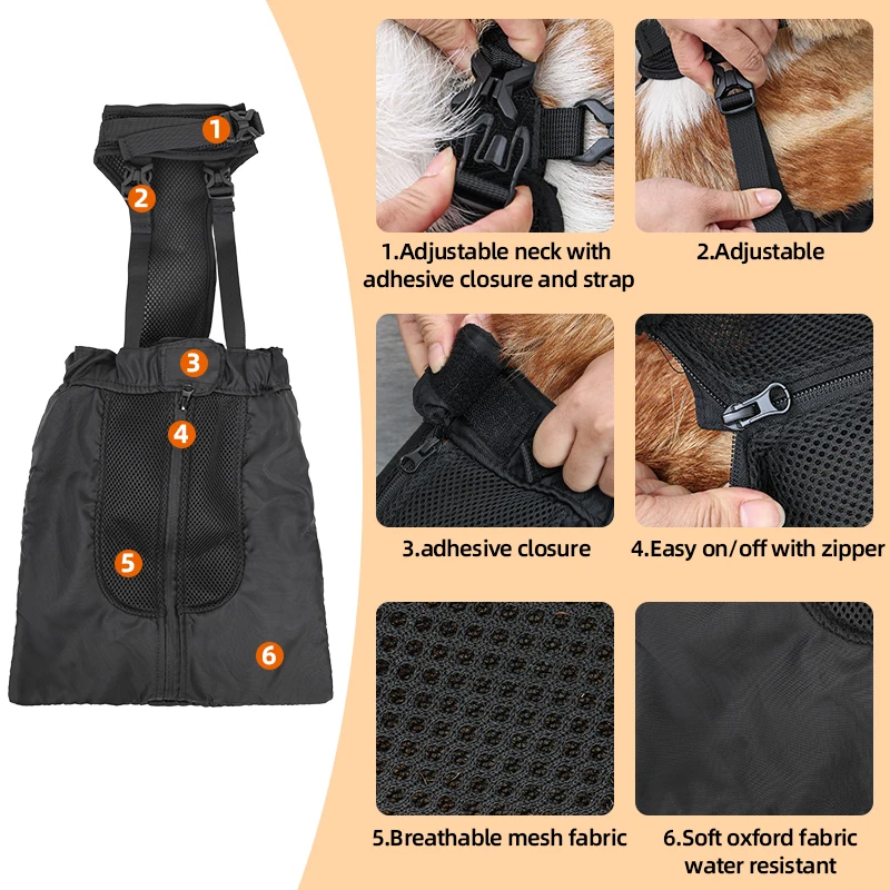 Disabled Dog Protect Drag Bag Indoor Paralyzed Dogs Cats Recovery Carrier Bag Help to Protect Pet Chest and Limbs