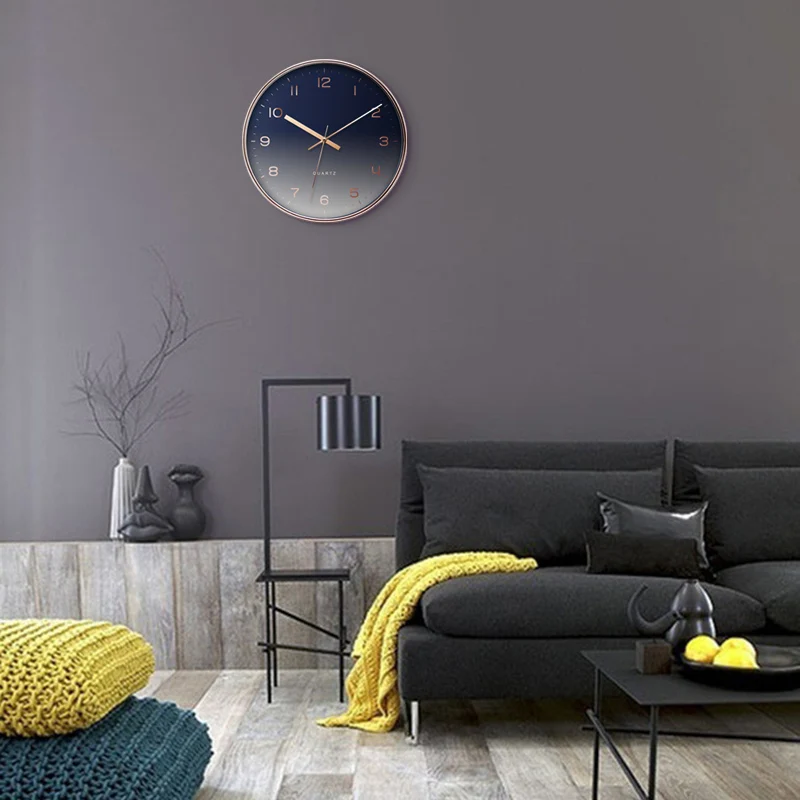 Brief Style Gradient Color Clock Dial Gift Promotion Plastic Wall Clock Custom Made Wall Clocks