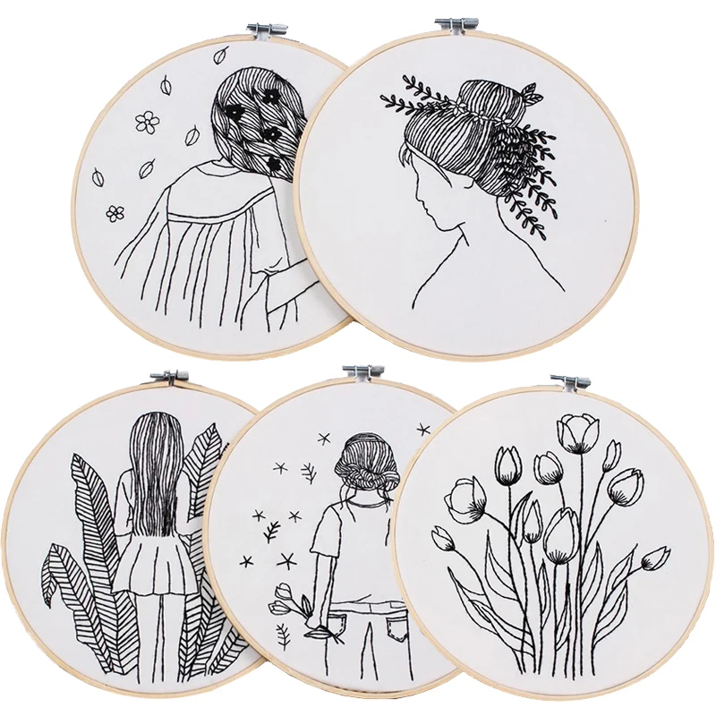 Home Decor Printed Needlework Cross Stitch Set Sewing Art Wall Embroidery Painting Sketch Easy DIY Embroidery Kit for Beginner