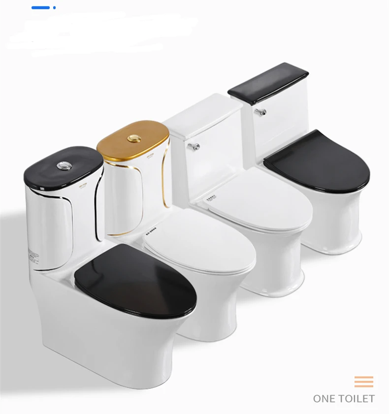 New design Southeast Asia best sell siphon 300mm dual flush bathroom ceramic one piece golden toilet