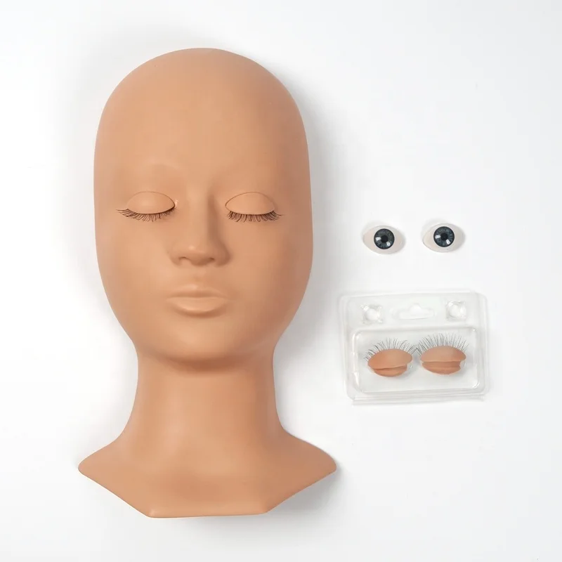 
3 Colors Mannequin Head with Replaceable Eyelids For Eyelash extensions Training Cosmetology Soft like skin 