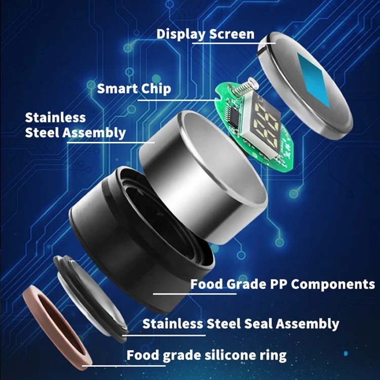 Double-Walled Smart LED Temperature Display Water Bottle 500ml Stainless Steel with Soft Touch Matte Painting Tea Infuser