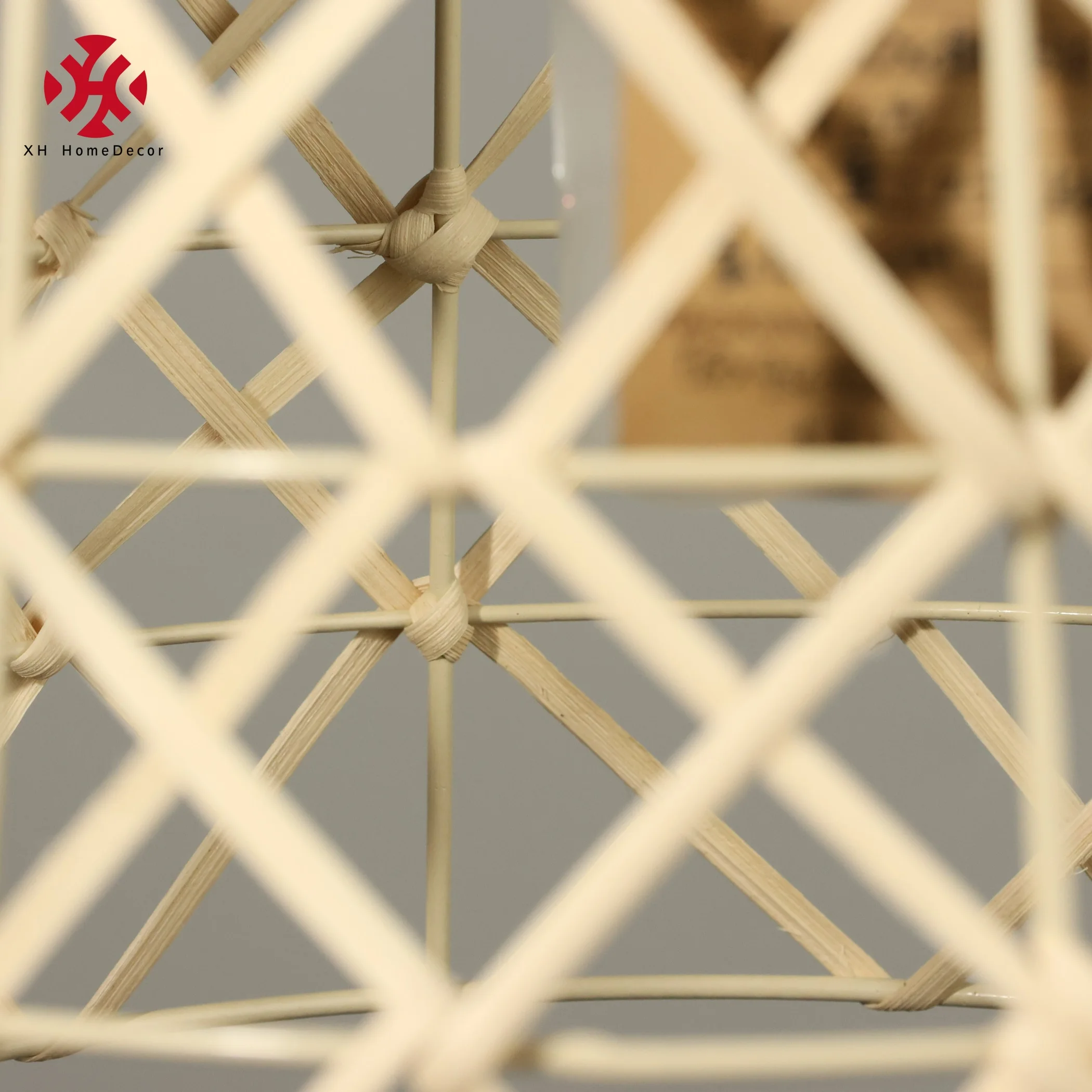 XH Hand woven bamboo jute wicker paper rope Semi-Flush Mount Ceiling Light Fixture Chandelier Pendant Lampshade rattan lighting