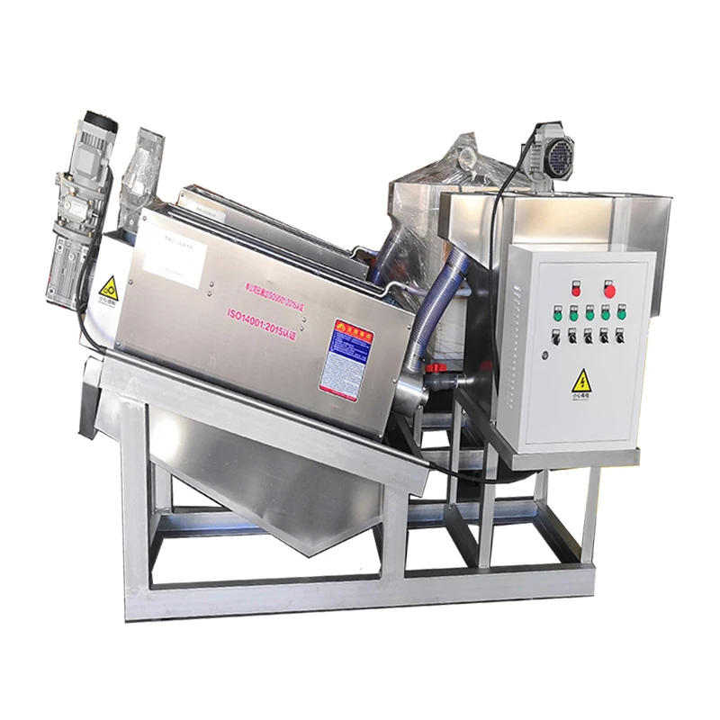 Waste water treatment machine with screw press sludge dehydrator