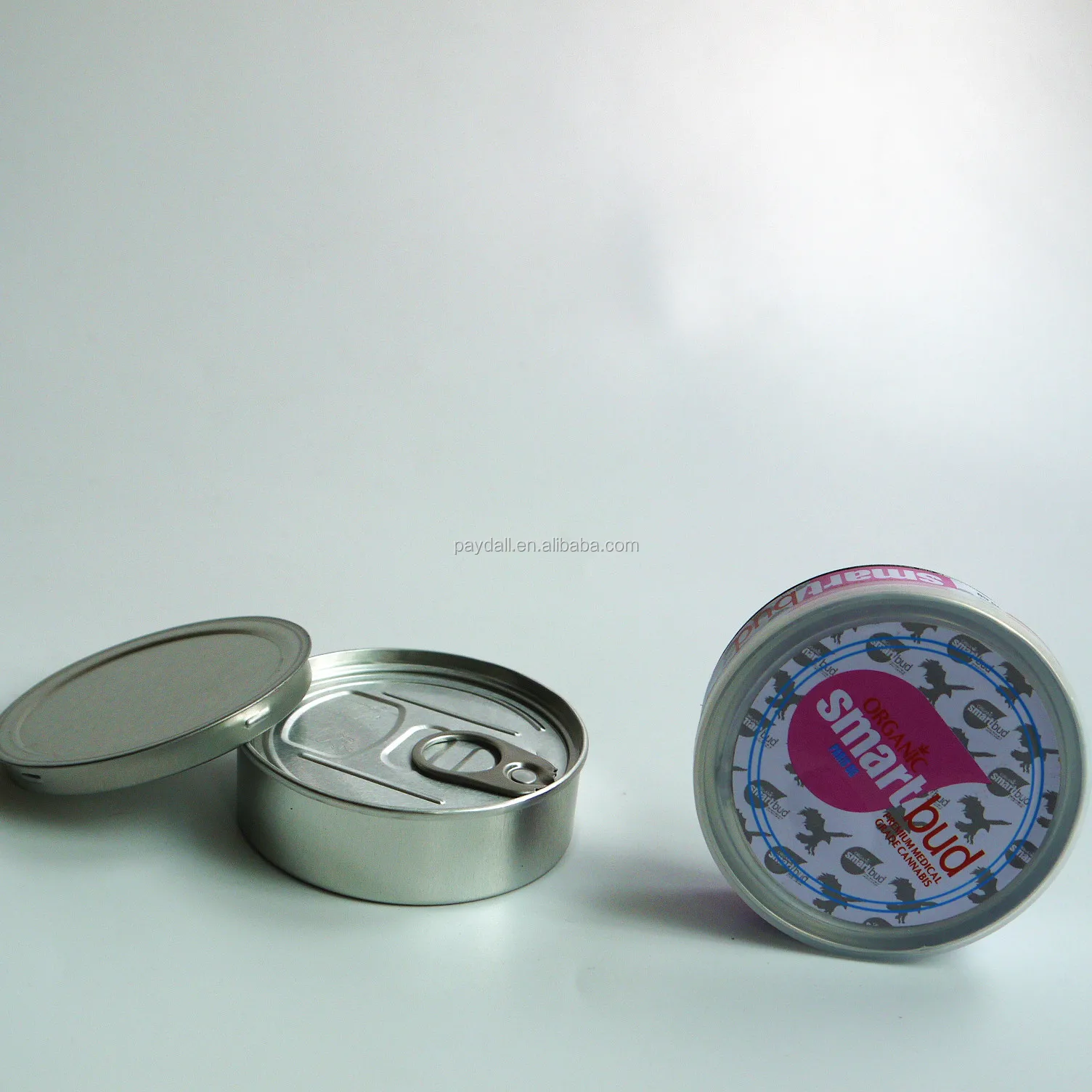 
wholesale 3.5g easy pull ring tin cans hot sale 3.5g pressitin can with easy peel off lids 