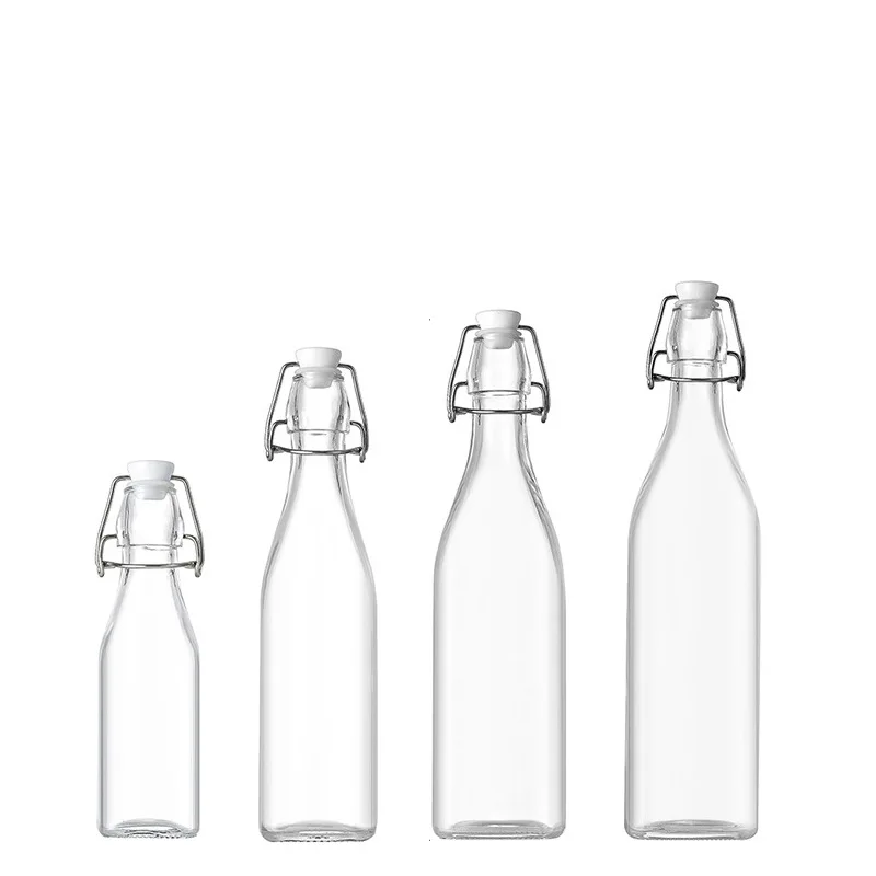 Brand New High Quality Snap On Tequila Bottle 250ml 500ml 750ml 1000ml Rum Whiskey Spirits Drinks Round Clear Glass Bottle